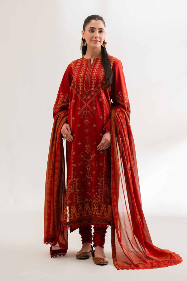 3 Piece - Printed Embroidered Suit - 42501915