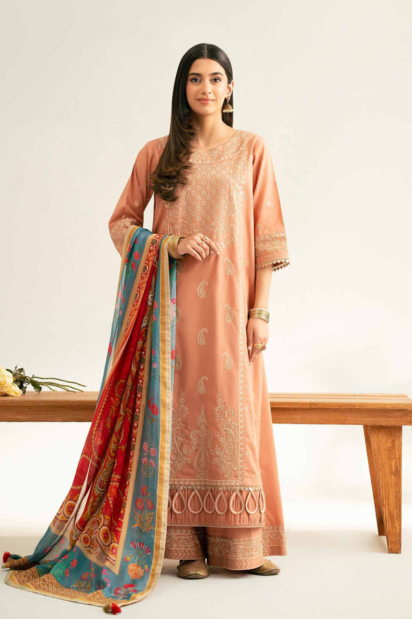 3 Piece - Printed Embroidered Suit - 42519171