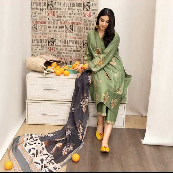 DHANAK 3PC EMBROIDERED